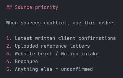 OFK source hierarchy for resolving conflicting company information