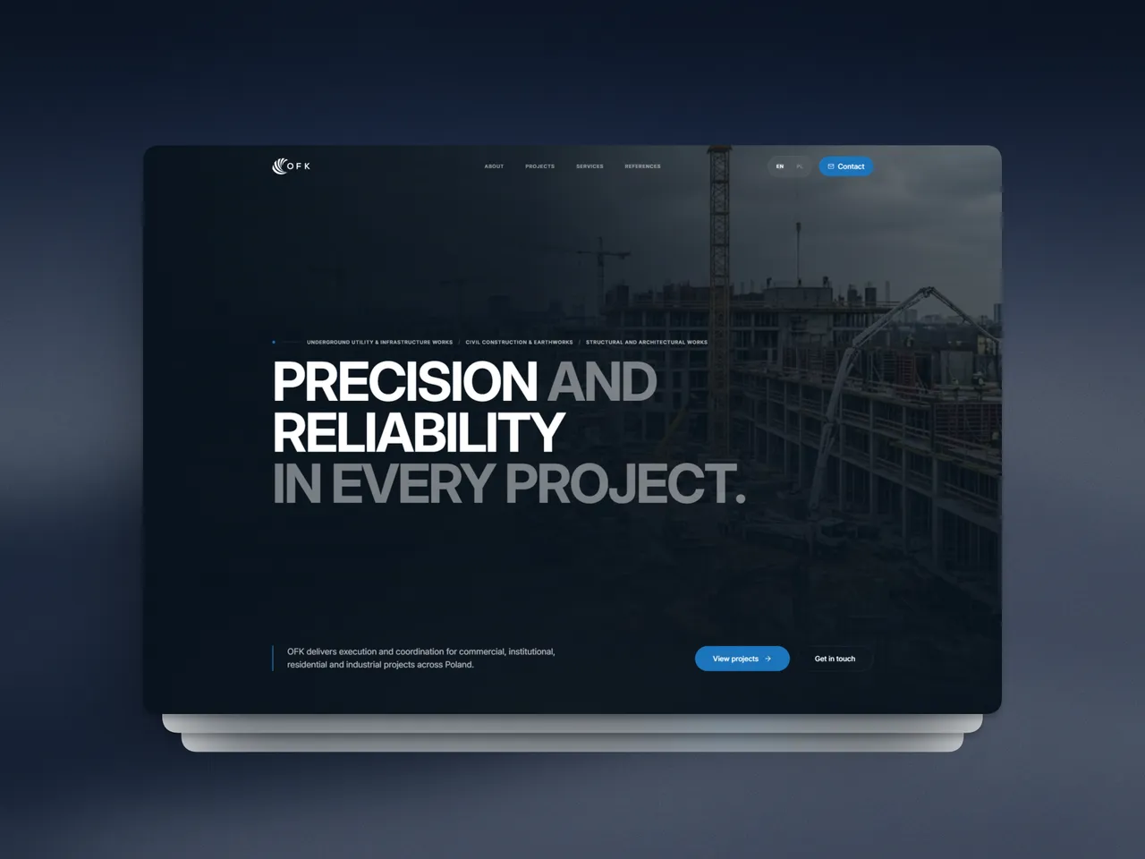OFK Construction homepage