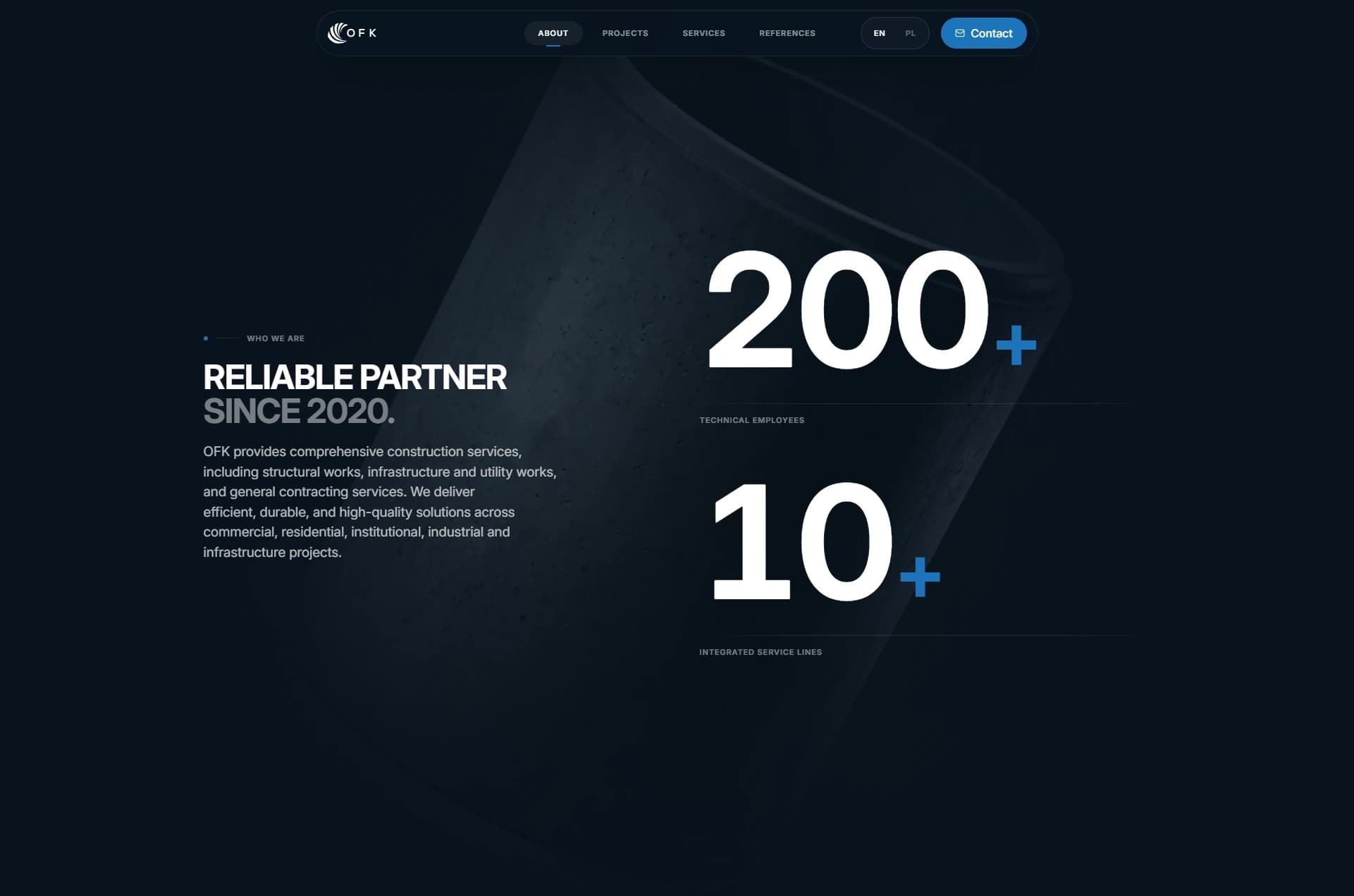 OFK About page presented in its visual system
