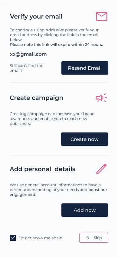 Adclusive mobile advertiser onboarding checklist