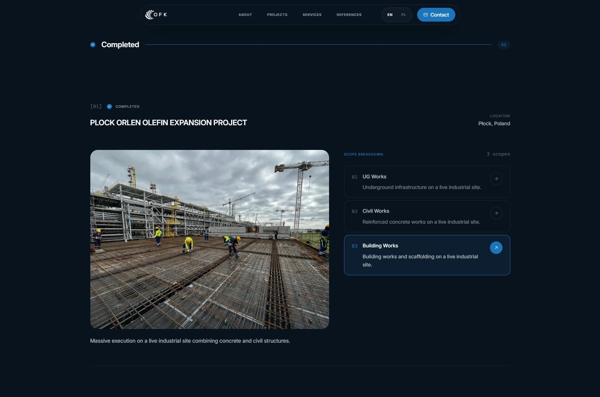 OFK project page presented in its visual system